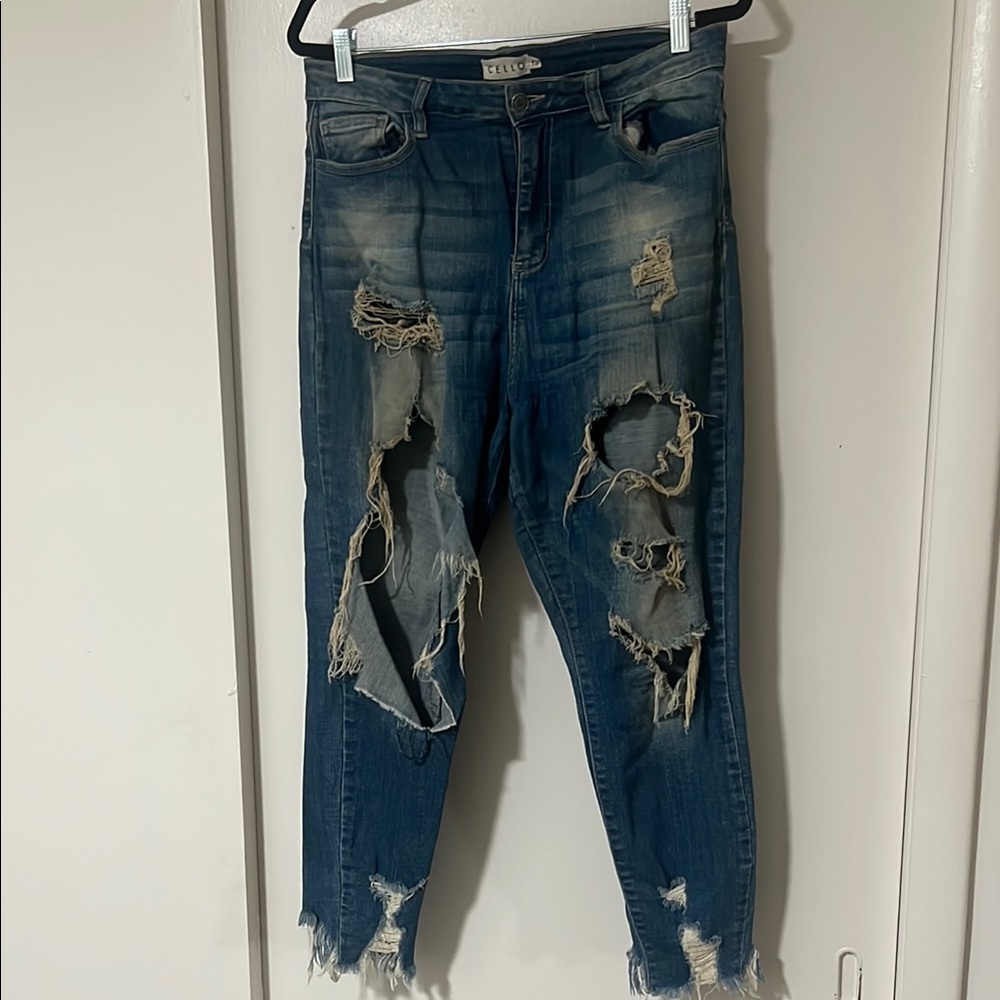 Ultra Distressed Blue Jeans
